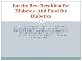 eat the best breakfast for diabetes and food