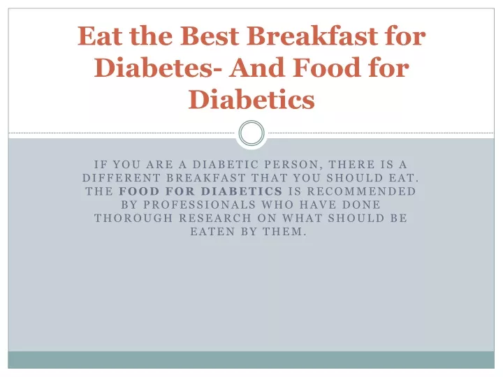 eat the best breakfast for diabetes and food