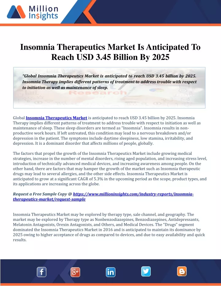 insomnia therapeutics market is anticipated
