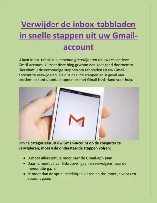 Verwijder de inbox-tabbladen in snelle stappen uit uw Gmail-account