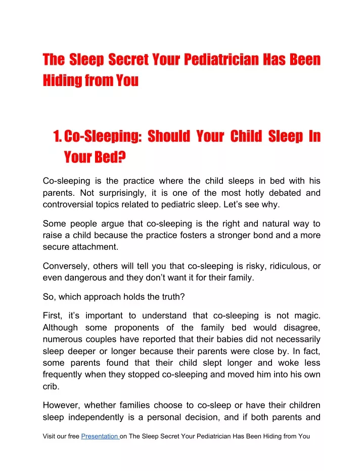 the sleep secret your pediatrician has been