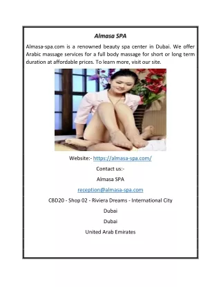 Beauty Spa Center in Dubai | Almasa-spa.com