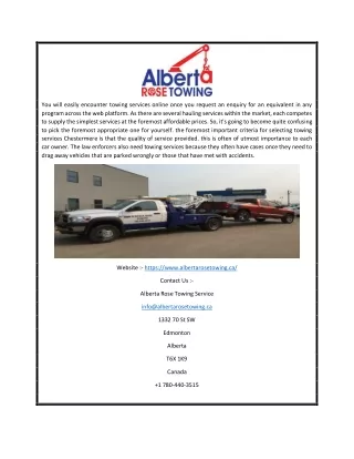 Cheap Tow Truck Service In Edmonton | Albertarosetowing.ca