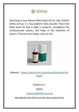 Amazing Black Seed Oil for Sale Online | Sehha.com.au