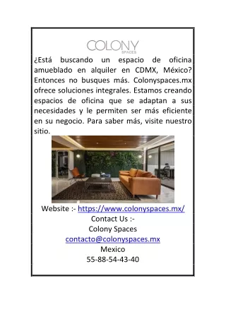 El mejor alquiler de oficinas en la Ciudad de México | COLONY SPACES