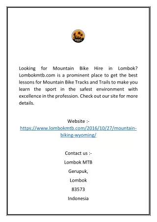 Lombok Mountain Bike Hire | Lombokmtb.com
