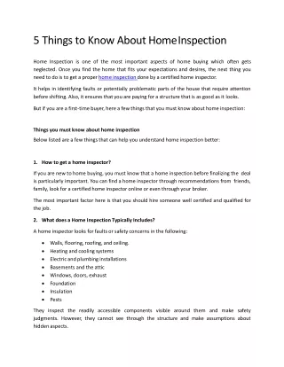 5 things to know about home inspection