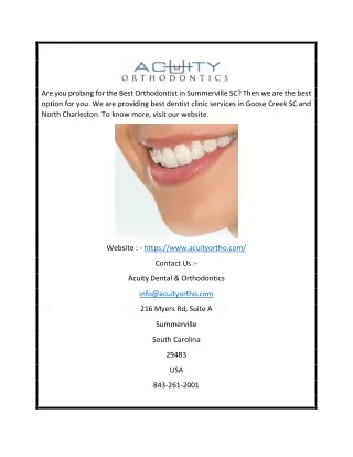 Orthodontist North Charleston SC | Acuityortho.com