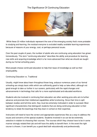 the significance of continuing education