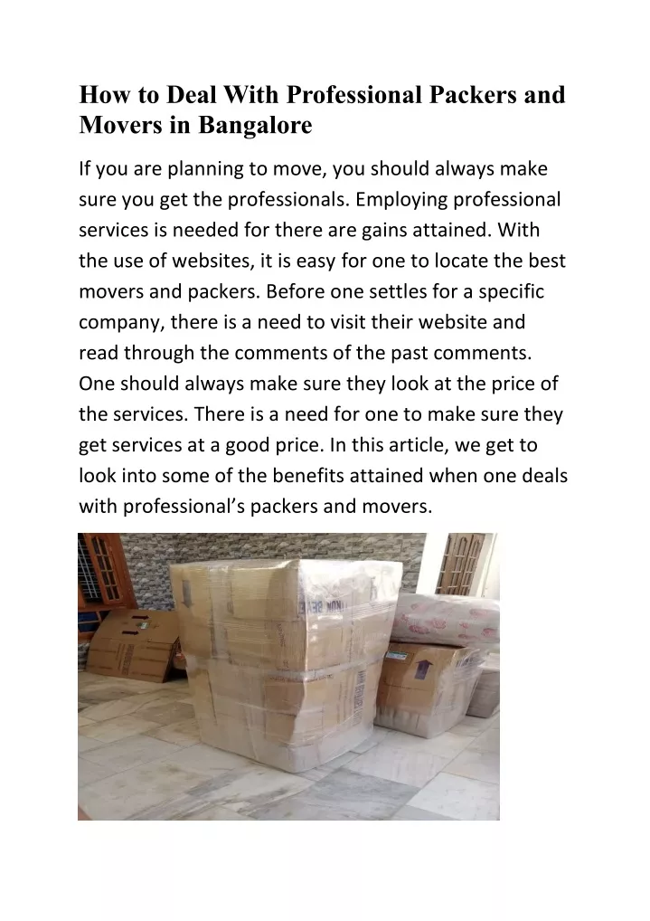 how to deal with professional packers and movers