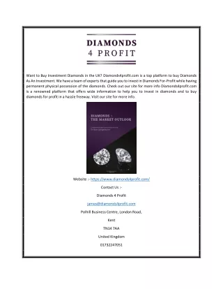 Diamonds as an Investment in UK | Diamonds4profit.com