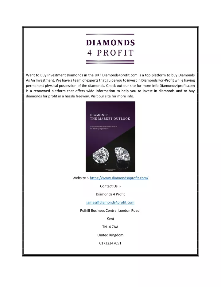 want to buy investment diamonds
