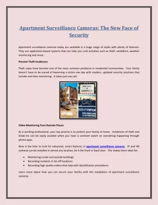 Apartment Surveillance Cameras: The New Face of Security