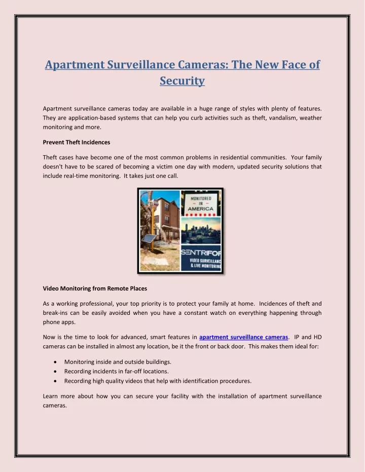 apartment surveillance cameras the new face