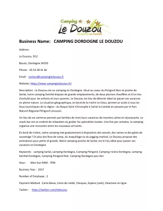 CAMPING DORDOGNE LE DOUZOU