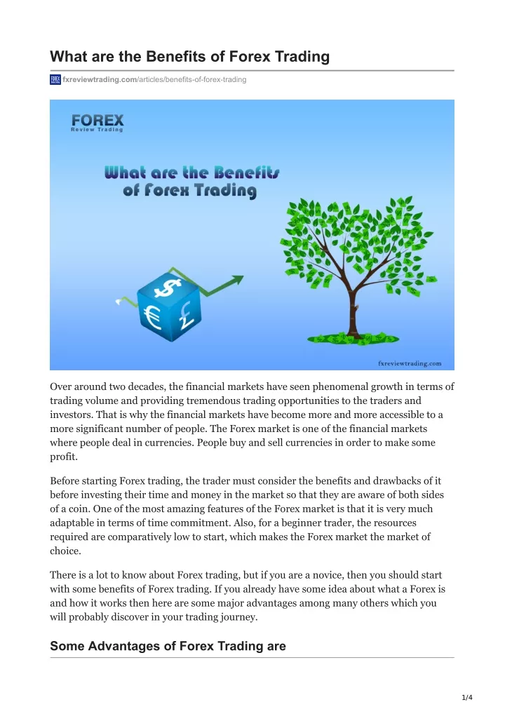 what are the benefits of forex trading