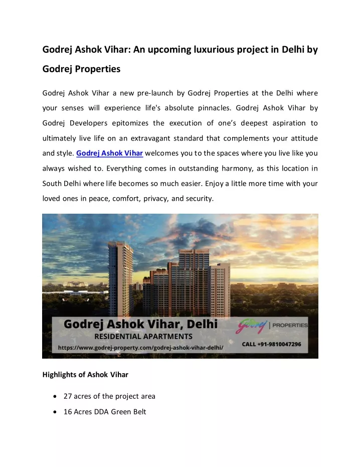 godrej ashok vihar an upcoming luxurious project