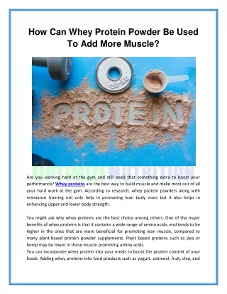 how can whey protein powder be used to add more