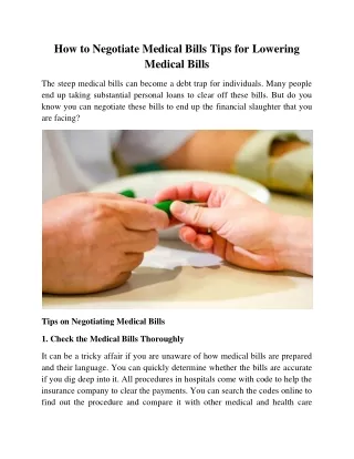 How to Negotiate Medical Bills Tips for Lowering Medical Bills