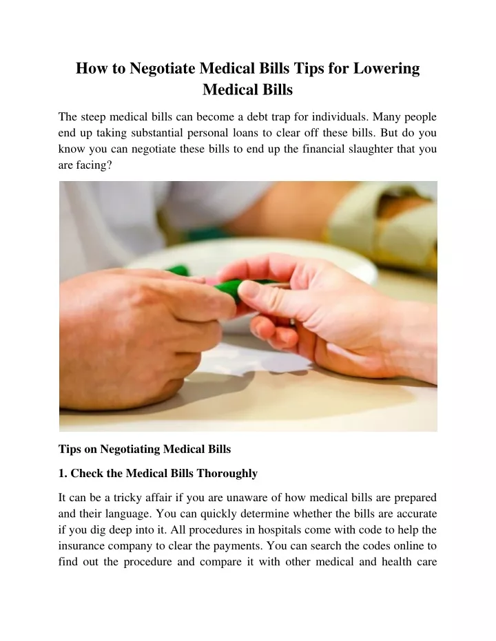 how to negotiate medical bills tips for lowering