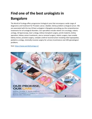 find one of the best urologists in bangalore