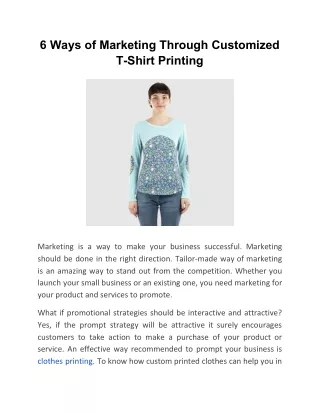 6 Ways of Marketing Through Customized T-Shirt Printing