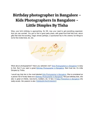 Birthday photographer in Bangalore - Kids Photographers In Bangalore - Little Dimples By Tisha