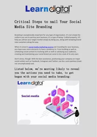 Critical Steps to nail Your Social Media Site Branding