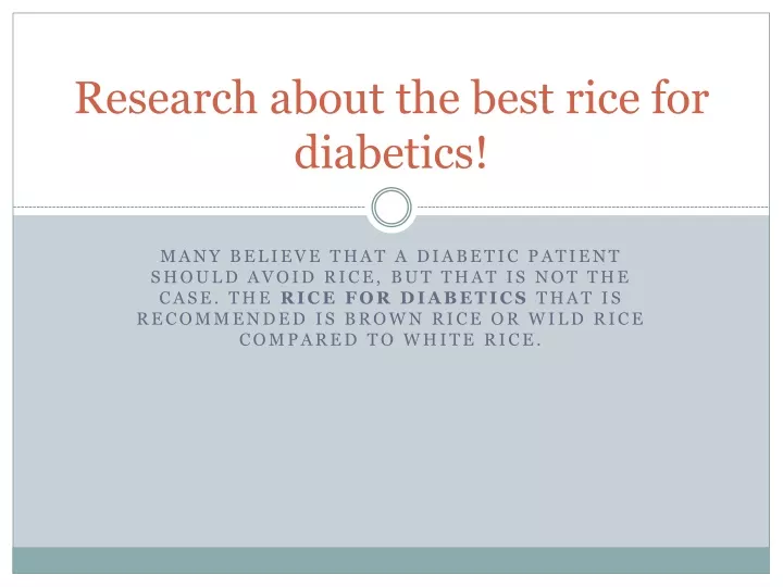 research about the best rice for diabetics