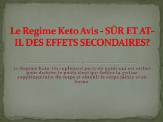 Le Regime Keto - Prix, avantages, ingrédients et comment utiliser?