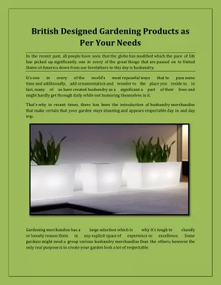 british designed gardening products as per your
