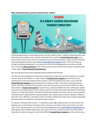 why should dentists purchase dental items online