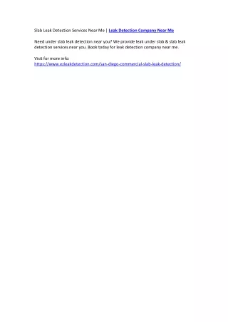 slab leak detection services near me leak