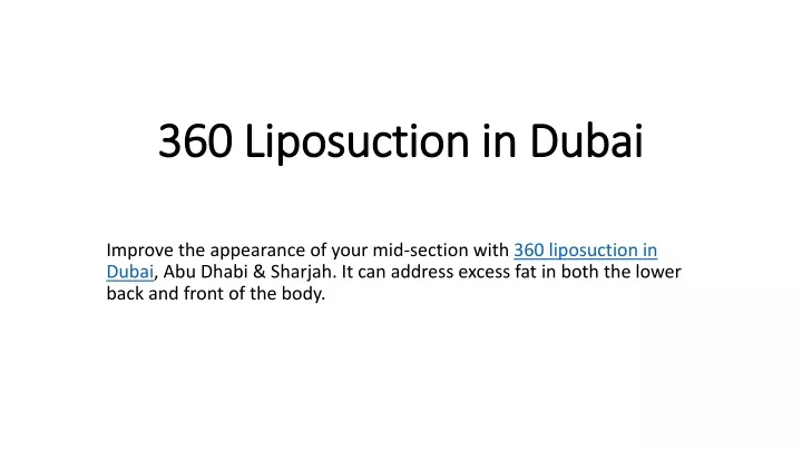 360 liposuction in dubai