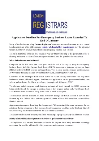 application deadline for emergency business loans