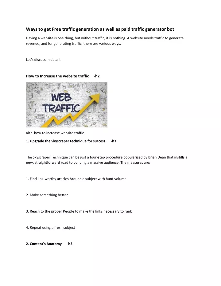 ways to get free traffic generation as well