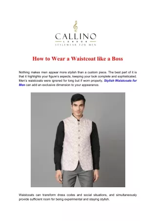 How to Wear a Waistcoat like a Boss