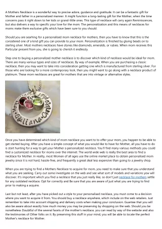 a mothers necklace is a wonderful way to precise