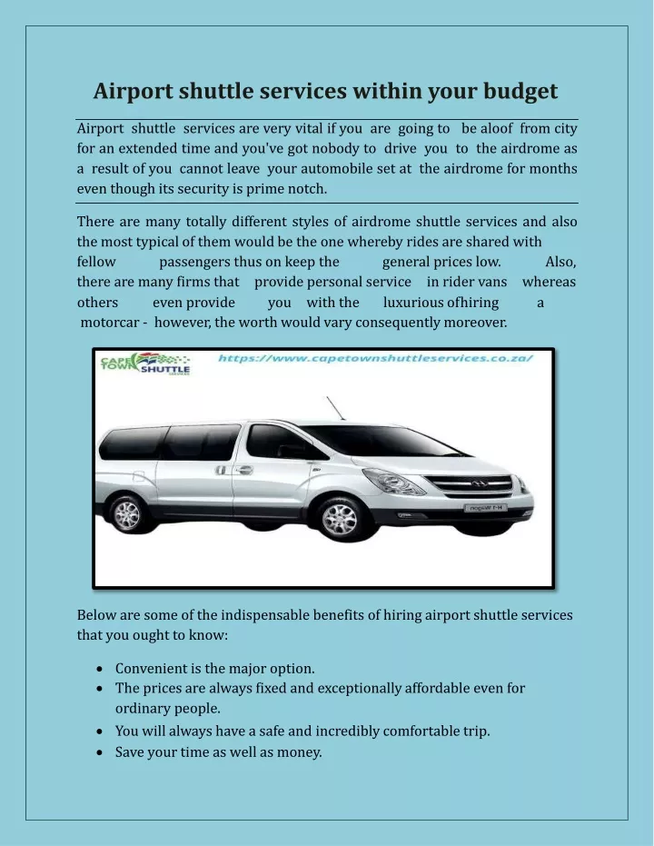 airport shuttle services within your budget