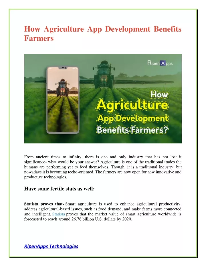 how agriculture app development benefits farmers