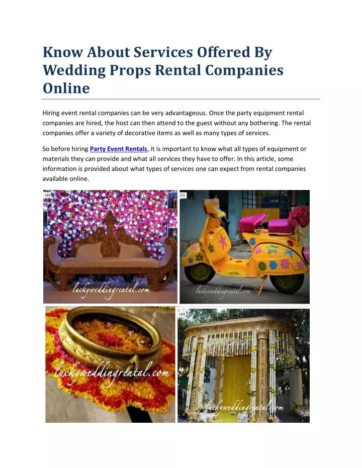 know about services offered by wedding props