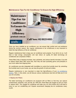 maintenance tips for air conditioner to ensure