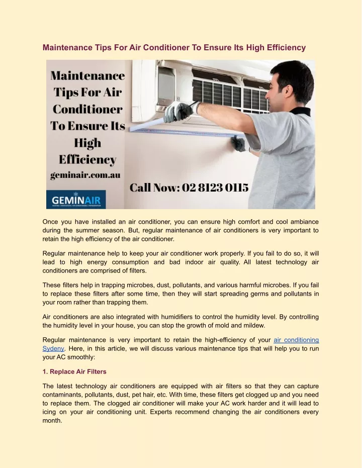 maintenance tips for air conditioner to ensure