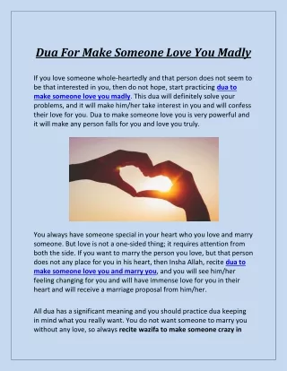 Dua For Make Someone Love You Madly
