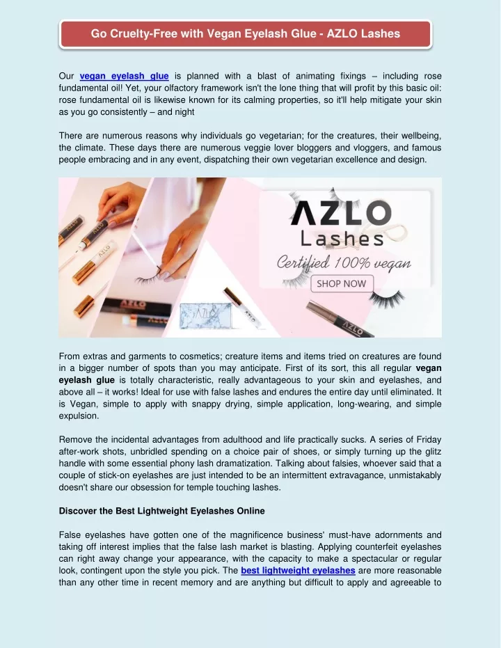 go cruelty free with vegan eyelash glue azlo