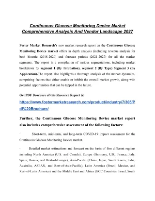continuous glucose monitoring device market