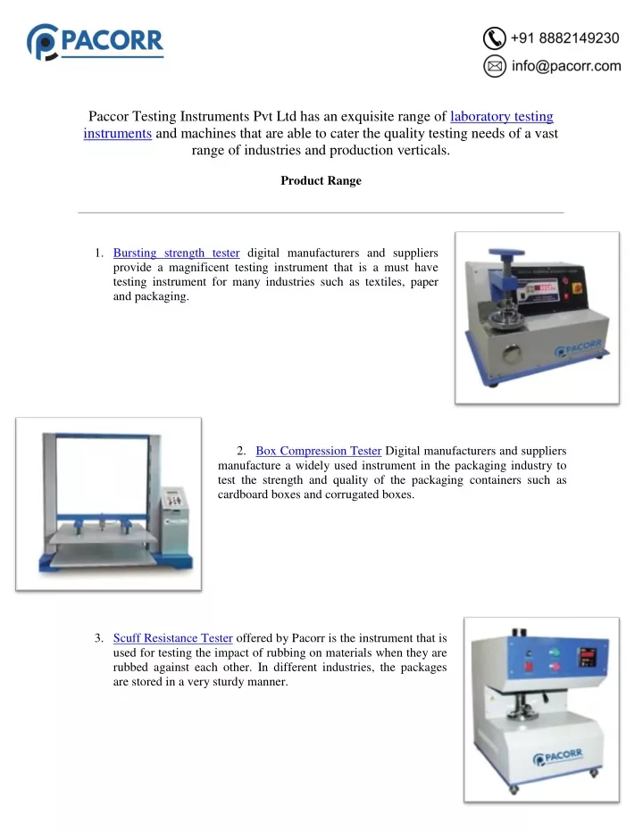 paccor testing instruments