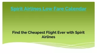Spirit Airlines Low Fare Calendar