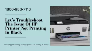 HP Printer Not Printing In Black 1-8009837116 Hp Printer Not Working -Call Now