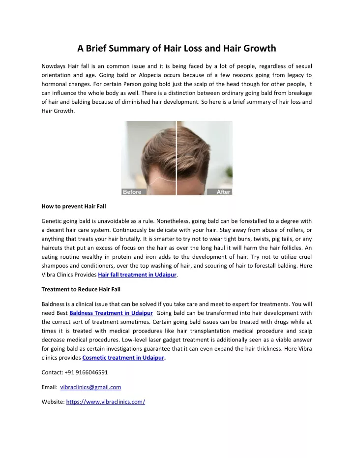 a brief summary of hair loss and hair growth